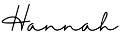 Der handgeschriebene Name Hannah in schwarzer Kursivschrift auf weißem Hintergrund.