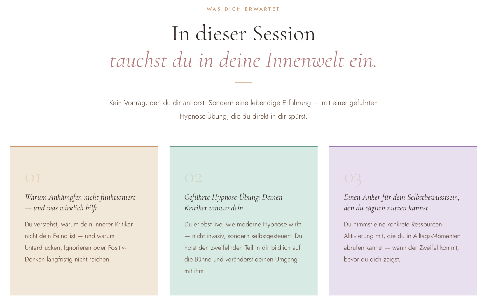 Inhalt der Session